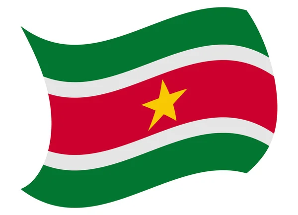 Bandera de surinam movida por el viento — Vector de stock