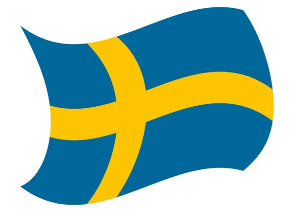 바람에 의해 이동 하는 스웨덴 깃발 — 스톡 벡터