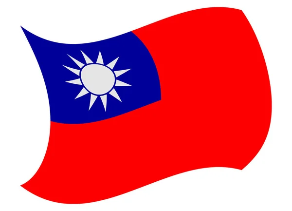 Bandera taiwan movida por el viento — Vector de stock
