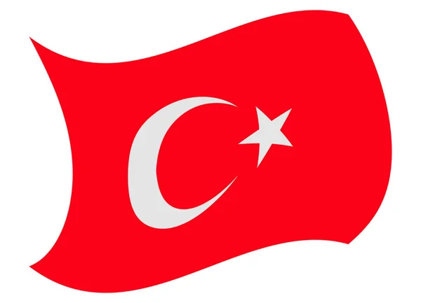 Turkey flag moved by the wind — Stock Vector