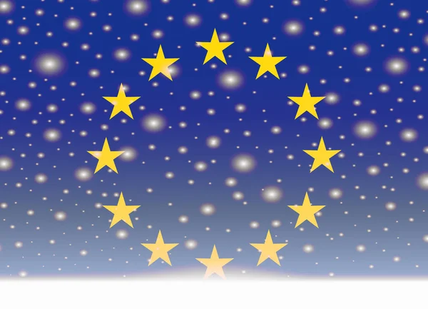 Drapeau de l'Union européenne sur fond de Noël — Image vectorielle