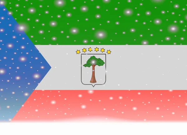 Bandera de Guinea Ecuatorial sobre fondo navideño — Vector de stock