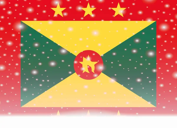 Grenada-Flagge auf weihnachtlichem Hintergrund — Stockvektor