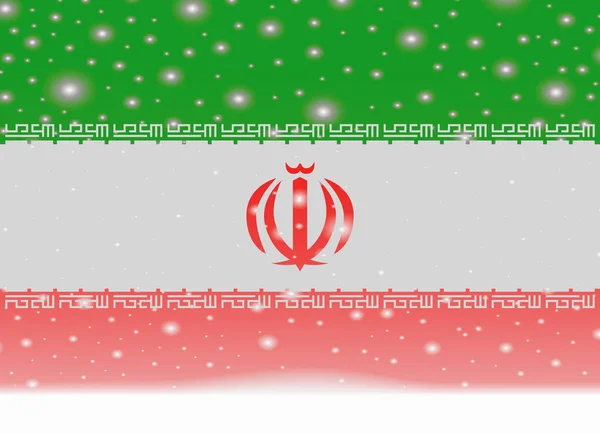 Vlag van Iran op Kerstmis achtergrond — Stockvector