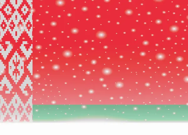 Vlajka Běloruska na vánoční pozadí — Stockový vektor