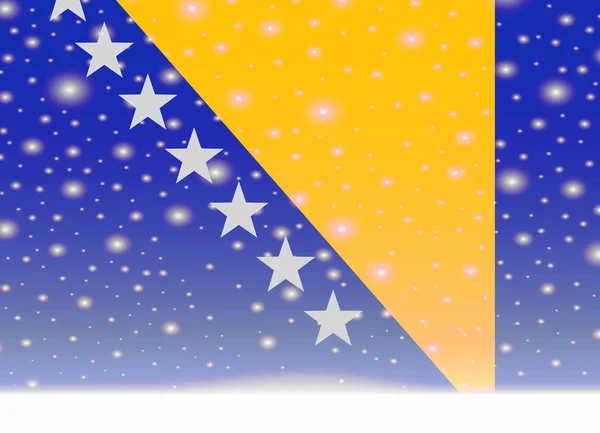 Bosnia flag on christmas background — Stock Vector