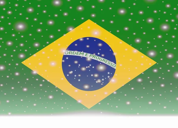 Brasilianische Flagge auf weihnachtlichem Hintergrund — Stockvektor