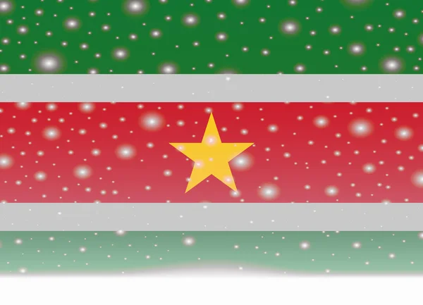 圣诞节背景下的苏里南国旗 — 图库矢量图片