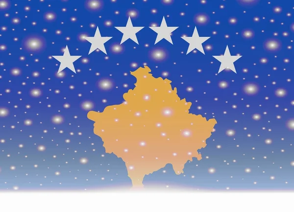 Kosovo Fahne auf weihnachtlichem Hintergrund — Stockvektor
