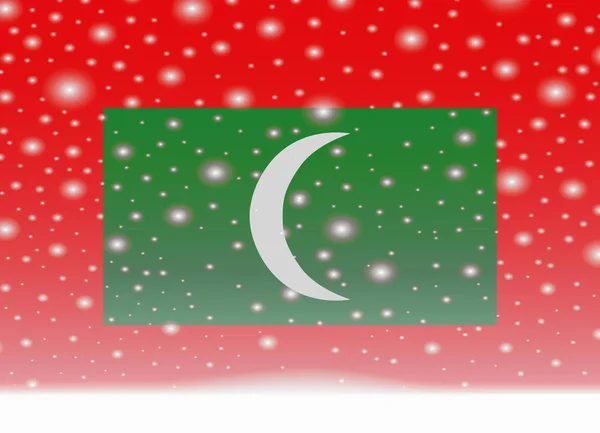 Malediven Flagge auf weihnachtlichem Hintergrund — Stockvektor