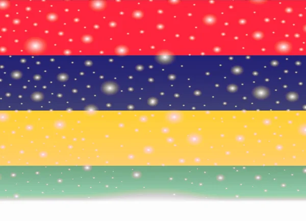 Mauritius Flagge auf weihnachtlichem Hintergrund — Stockvektor