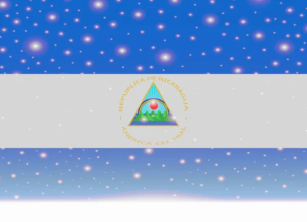 Drapeau nicaragua sur fond de Noël — Image vectorielle