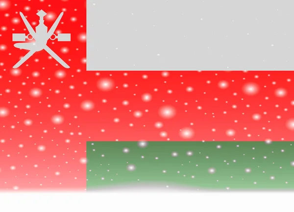 Omán zászló a karácsony háttere — Stock Vector