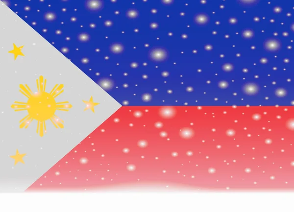 Bandera filipinas sobre fondo navideño — Vector de stock