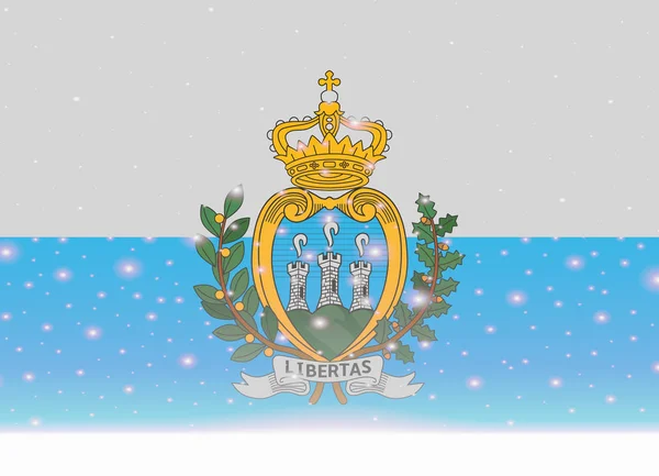 San Marino Flagge auf weihnachtlichem Hintergrund — Stockvektor