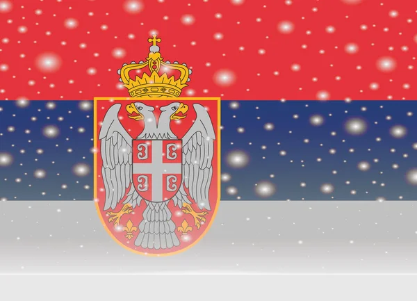 Bandeira da Sérvia no fundo do Natal — Vetor de Stock