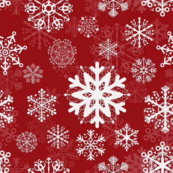 Motif fond rouge flocons de neige — Image vectorielle