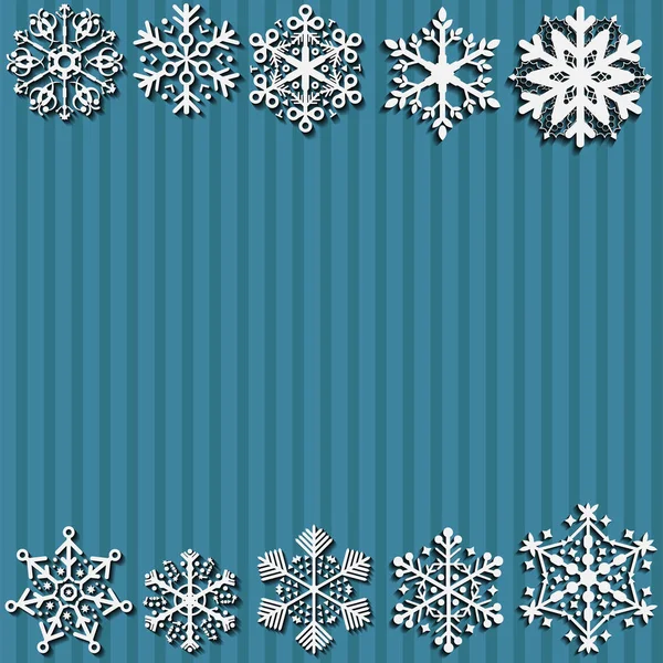 Navidad fondo azul copos de nieve — Vector de stock