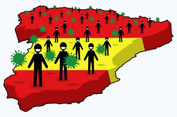 Spanien Durch Coronavirus Covid Eingeschlossen — Stockvektor