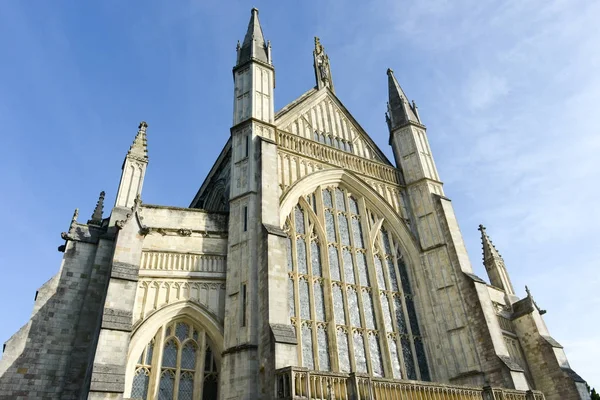 Winchester Cathedral on a bright sunny day