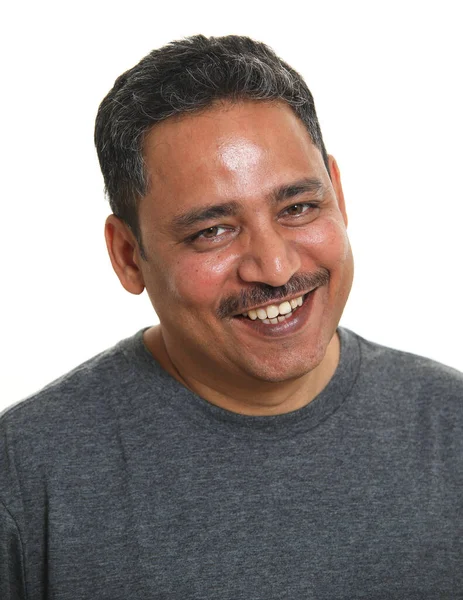 Smiling Indian Man Studio White Background — Stock Photo, Image