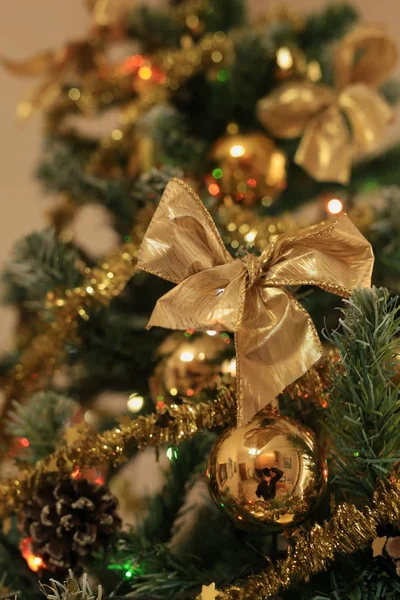 Golden christmas bow Stock Image