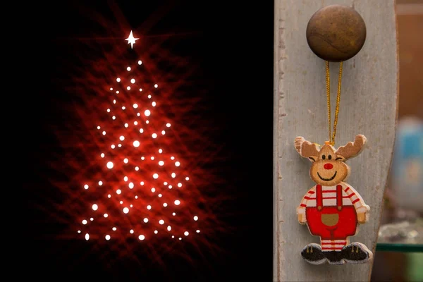 Konu ve siyah arka plan ile stilize Noel ağacının illüstrasyon