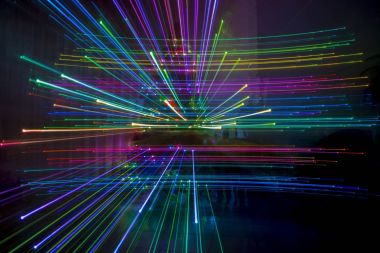 Noel ağacı ışıkları gökkuşağı ile soyut yakınlaştırma etkileri