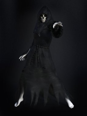 3D rendering of female reaper or witch. clipart