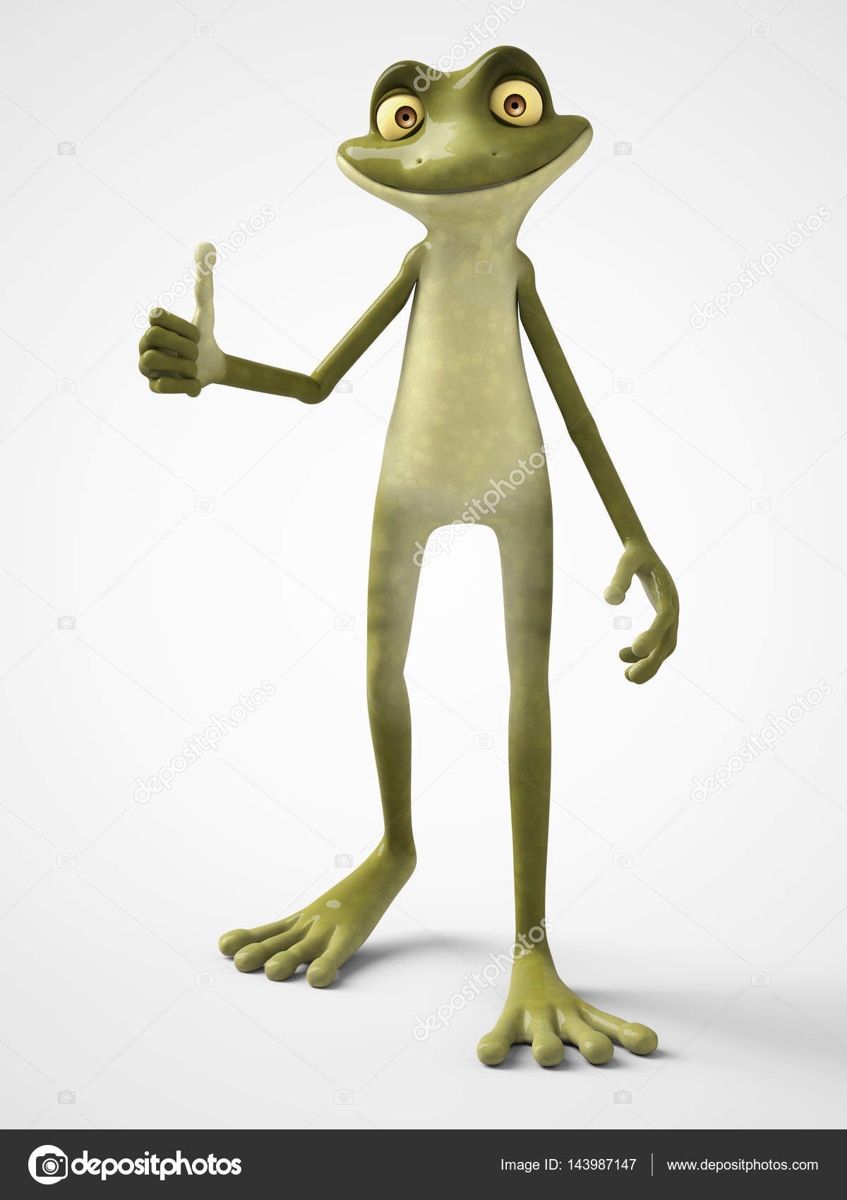 3D rendering of cartoon frog doing a thumbs up. — Stock Photo © sarah5  #143987147, image size:1200x1700