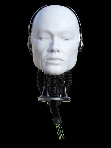 Representación 3D de la cabeza robótica masculina . —  Fotos de Stock