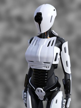 bir ayakta kadın android robot nr 2 3D render.