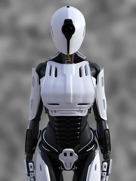 Bir ayakta kadın android robot 3D render. — Stok fotoğraf