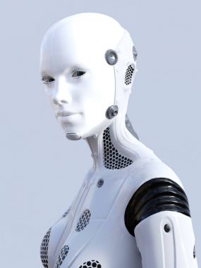 3D rendering of female robot face. clipart