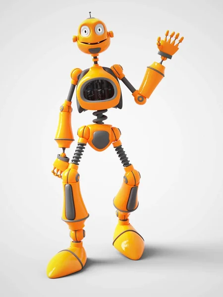 Robot giallo del fumetto che agita ciao . — Foto Stock