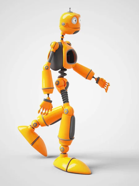 Gelber Cartoon Roboter zu Fuß. — Stockfoto
