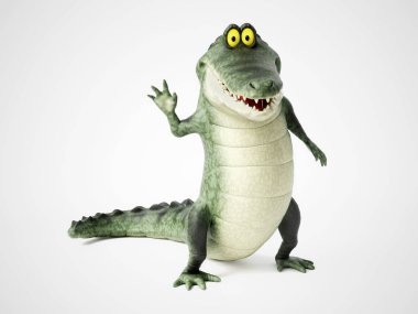 3D render sallayarak bir karikatür timsah.