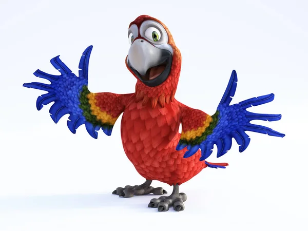 3D rendering of cartoon parrot smiling. — Stock Photo, Image