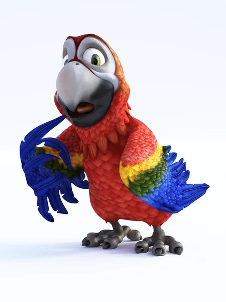 3D rendering of cartoon parrot busted. — Stock Photo, Image