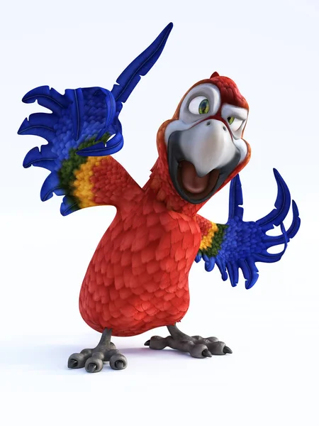 Renderowania 3D kreskówka papuga mówi. — Zdjęcie stockowe