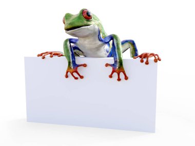 gerçekçi bir bıkkın ağaç kurbağası üzerinde boş oturan 3D render 