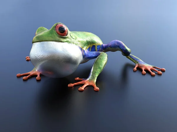 3d 逼真的红眼树蛙的渲染. — 图库照片