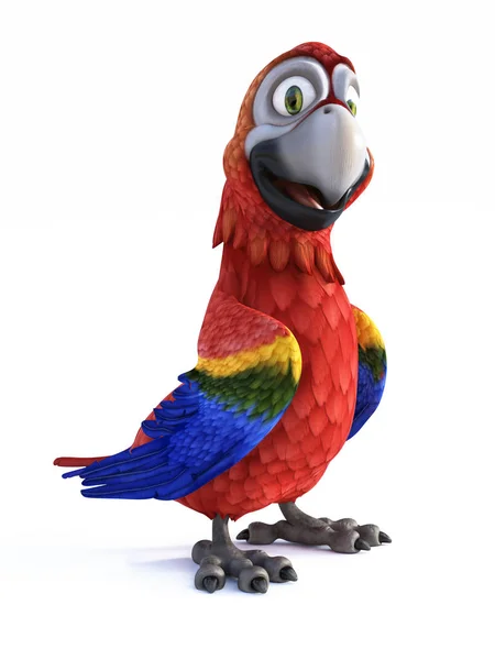 3D vykreslování kreslený papoušek úsměvu. — Stock fotografie