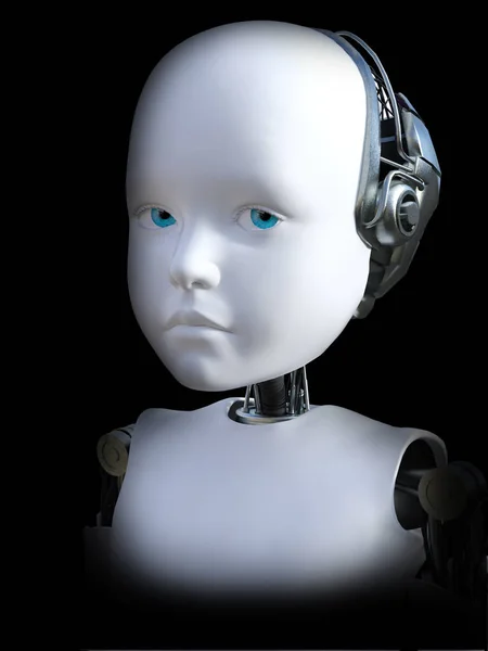Renderização 3D de uma cabeça de criança robô . — Fotografia de Stock