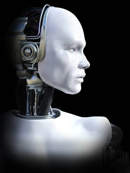 Representación 3D de la cabeza del robot macho . —  Fotos de Stock