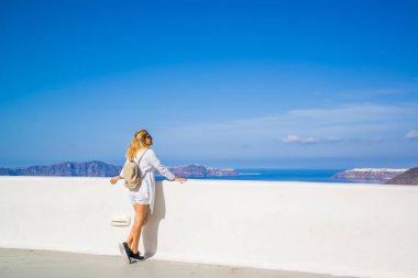  ziyaret ünlü beyaz Adası Santorini Yunanistan,