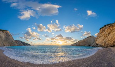 Porto Katsiki beach günbatımı Lefkada Adası Yunanistan 