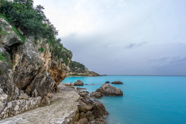 Isla de Agios Nikitas Lefkas al atardecer — Foto de Stock