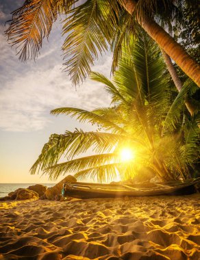 Gün batımında Surin beach Phuket Adası
