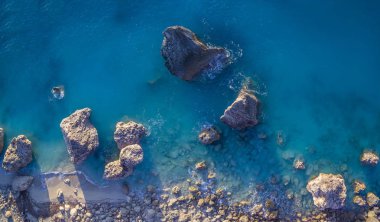 Kalamitsi plaj Lefkada Adası, Yunanistan havadan görünümü. 